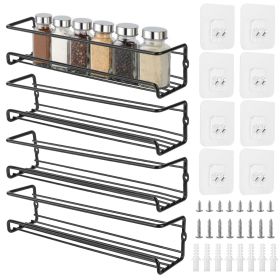 4Pcs Wall Mount Spice Racks Seasoning Herb Jar Holder Organizer Kitchen Pantry Door Storage Shelf