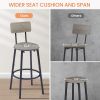 Bar Table Set with 2 Bar stools PU Soft seat with backrest, Grey, 43.31'' L x 15.75'' W x 35.43'' H.