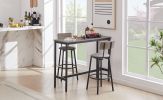 Bar Table Set with 2 Bar stools PU Soft seat with backrest, Grey, 43.31'' L x 15.75'' W x 35.43'' H.