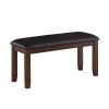 Classic Cherry Finish 6pc Dinng Set Table Bench 4x Chairs Faux Leather Upholstery Kitchen Dining Furniture