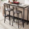 Bar Table Set with 2 Bar stools PU Soft seat with backrest, Grey, 43.31'' L x 15.75'' W x 35.43'' H.