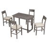 TOPMAX Farmhouse Counter Height 5-Piece Dining Table Set with 1 Rectangular Dining Table and 4 Dining Chairs for Small Places,Gray