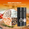 Electric Salt and Pepper Grinder Set, One Hand Adjustable Coarseness, Battery Powered with Stand, Seasoning Tools for Kitchen, Dining or Gifts, Black