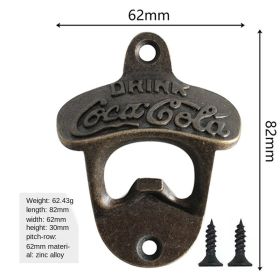 Zinc Alloy Bottle Opener Wall Mounted Vintage Retro Beer Opener Tool Accessories Bronze Color with Screws Bar Decoration Gadgets (Ships From: China, Color: C)