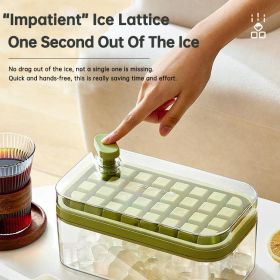 Ice Cube Tray With Lid And Bin, 64 Pcs Ice Cubes Molds, Ice Trays For Freezer, Ice Cube Tray Mold, With 2 Trays, Ice Freezer Container, Spill-Resistan (Color: Green)